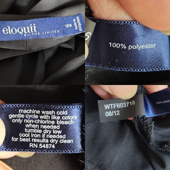 Eloquii Wrap Blouse 18W Black Sleeveless Draped Lightweight Satin Day To Night - Picture 4 of 14